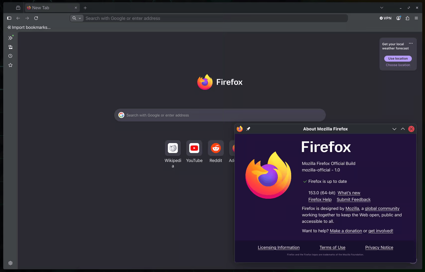 Firefox 153 banner