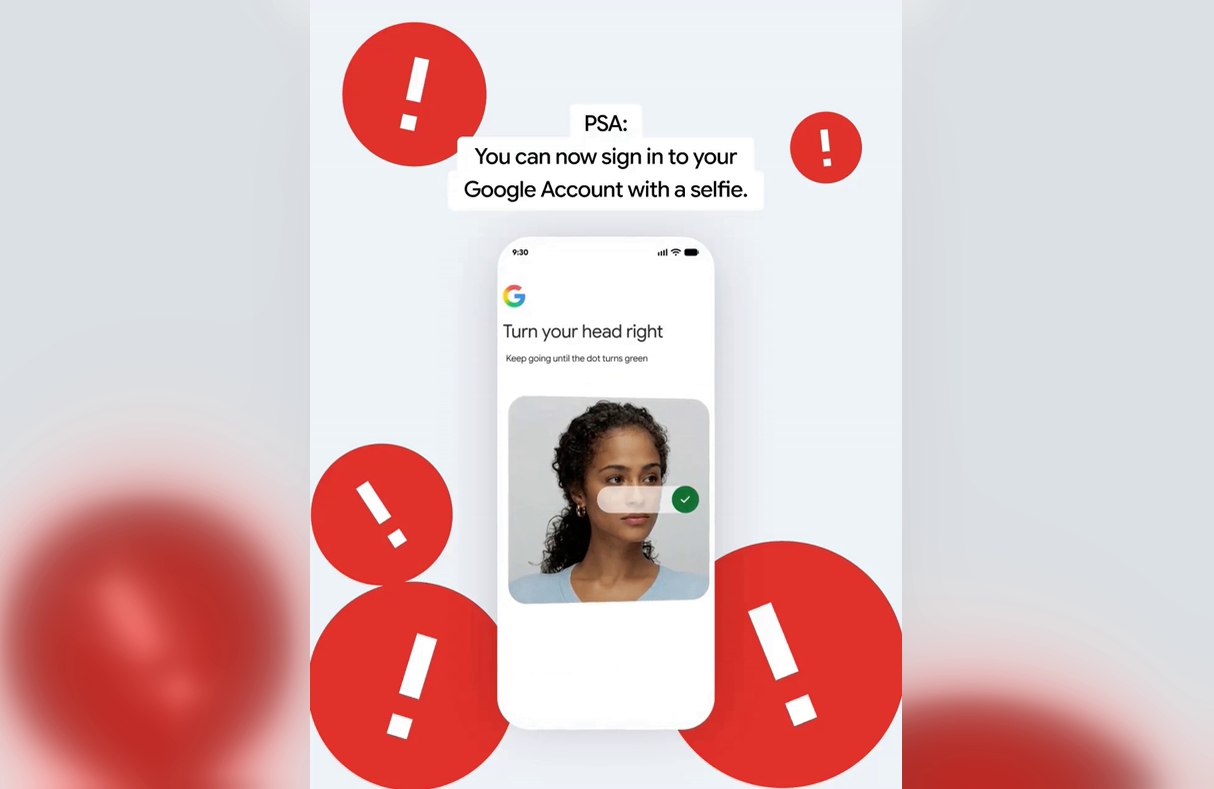 Facebook and Google selfie verification banner