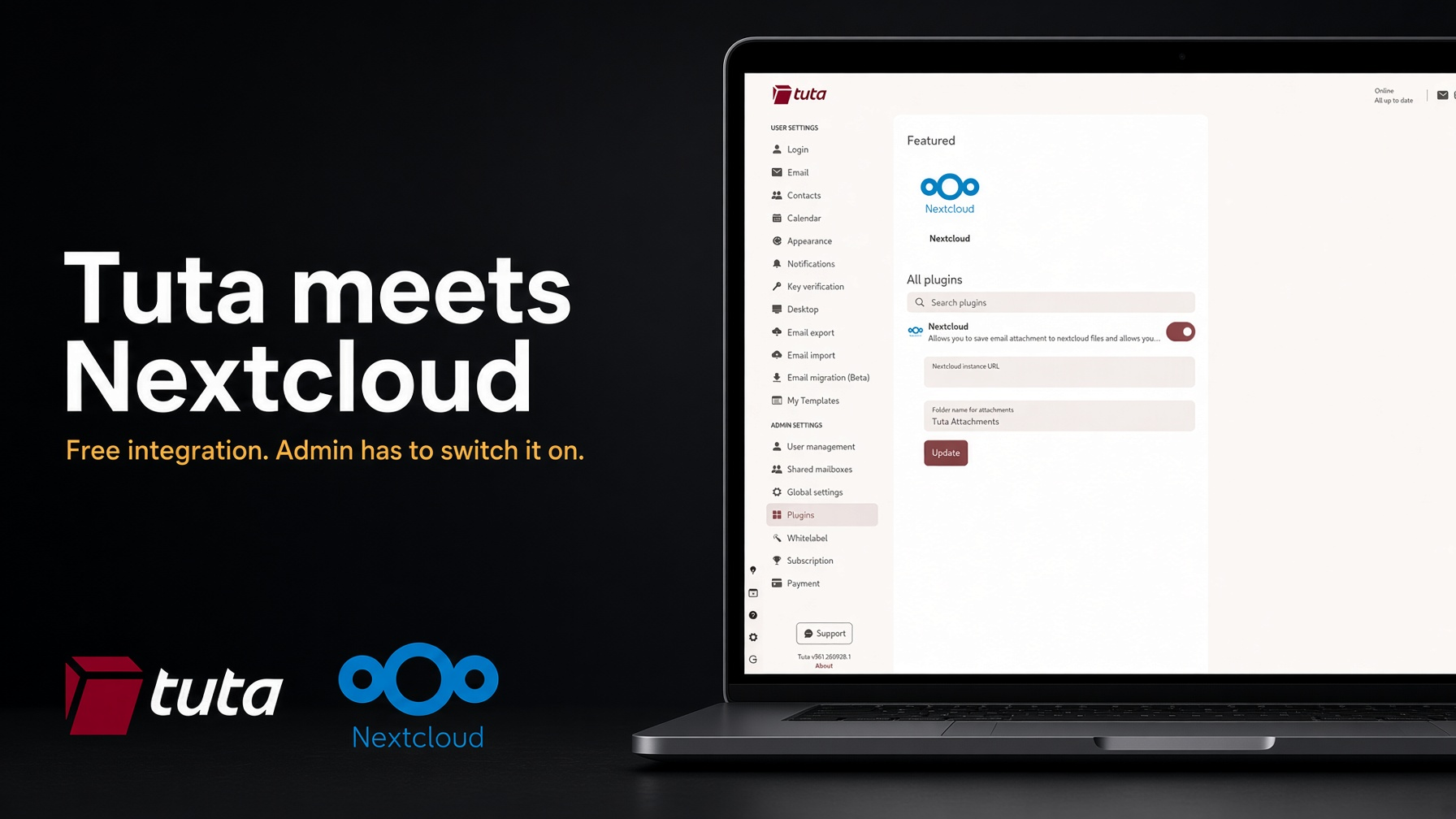 Tuta launches a free Nextcloud integration